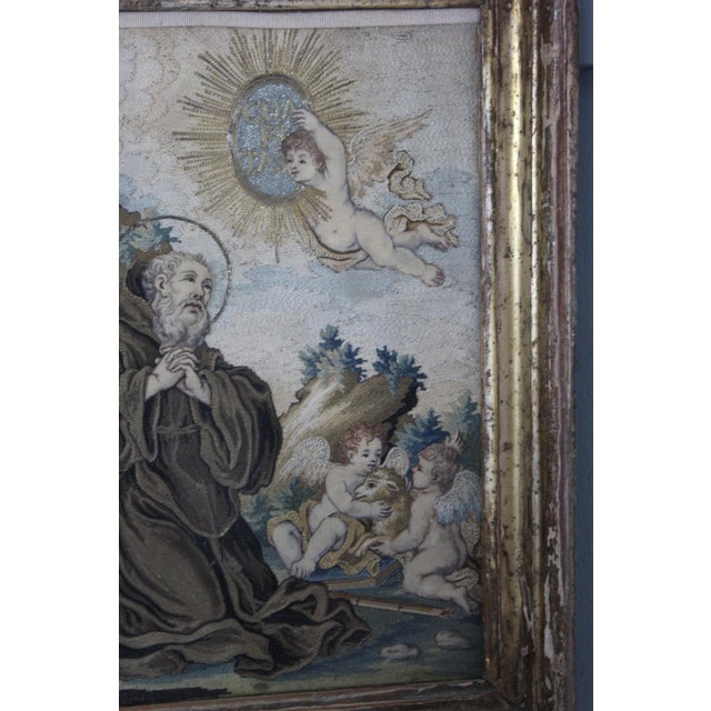 Textile Spanish Artist, Composition, 18th Century, Embroidered & Painted Silk Panel For Sale - Image 7 of 18