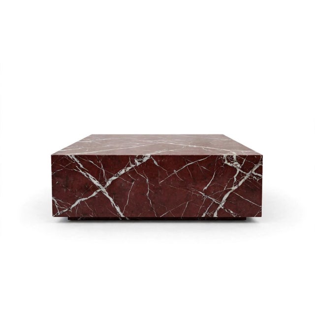 Marble Coffee Table in Rosso Levanto Marble by Andrea Grasso For Sale - Image 6 of 6
