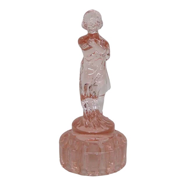 Cambridge Glass Lady Pink Flower Frog Ten Hole Floral Vase Figurine For Sale