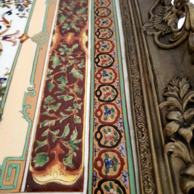 Art Deco Tray Porcelain Brass Ormolu For Sale - Image 3 of 12