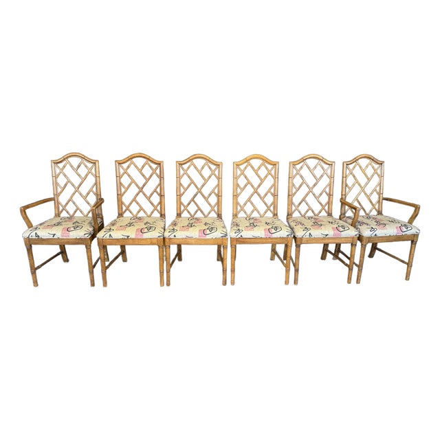 1970s Vintage Six Chinese Chippendale Dining Chairs - A Set For Sale