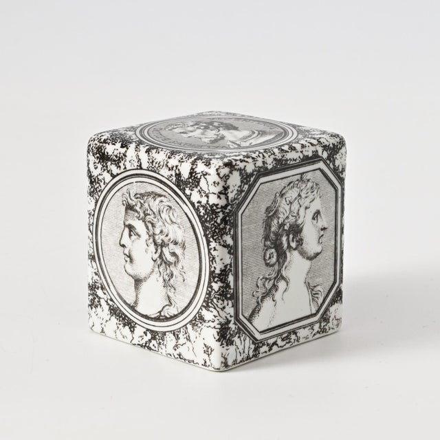 1960s Porcelain Cube Cammei Paperweight by Piero Fornasetti, 1960s For Sale - Image 5 of 12