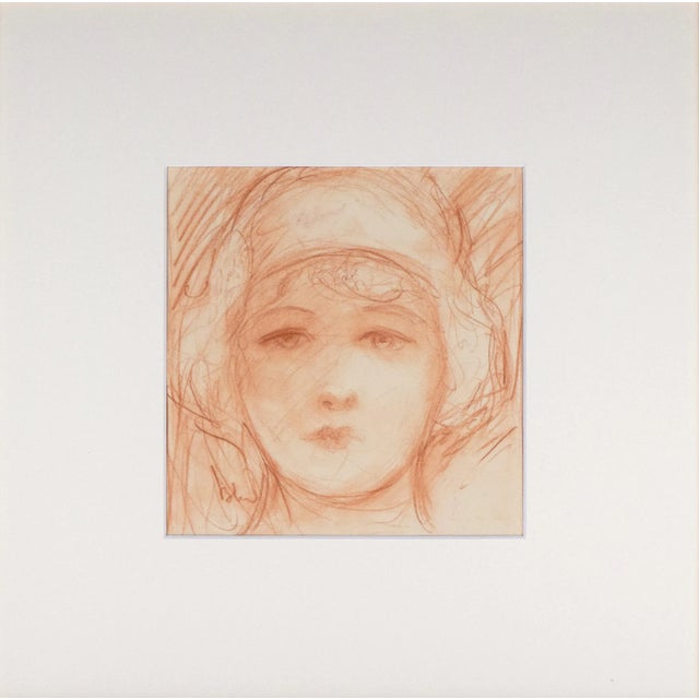 Charming, antique art deco portrait drawing of silent film star Marion Davies by well listed illustrator artist Charles...