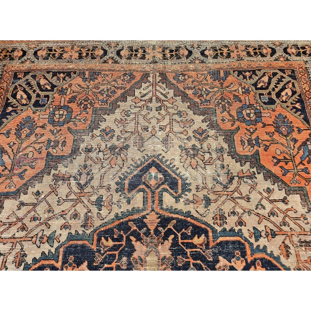 Antique Persian Farahan Sarouk Rug, Hand-Knotted Wool, Floral Pattern, Ivory & Brick Red, 5x7 For Sale - Image 10 of 17
