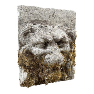 Authentic 19th Century French Carved Stone Lion Fountain Element For Sale