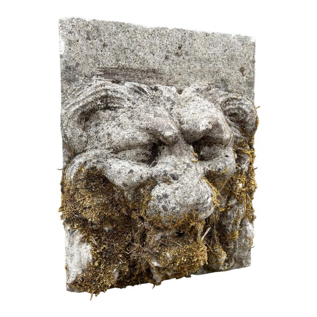 Authentic 19th Century French Carved Stone Lion Fountain Element For Sale