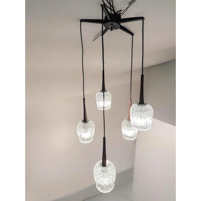 Glass Cascade Pendant Lamp by Baum Leuchten, 1960s For Sale - Image 9 of 11