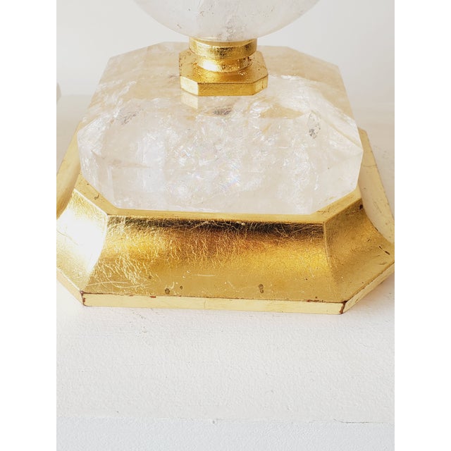 Late 20th Century Late 20th Century Rock Crystal Obelisk & Sphere Form Table Lamps - A Pair For Sale - Image 5 of 10