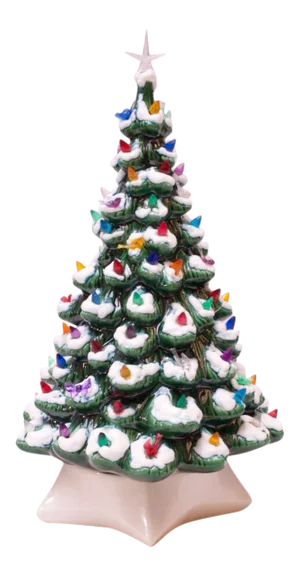 Vintage Ceramic Illuminated Christmas Tree With Music Box