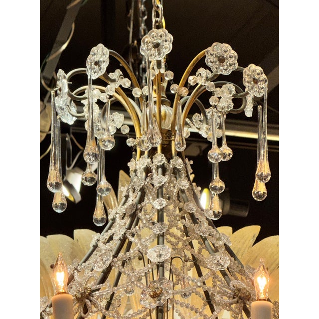 19th Century 19th C. French Beaded Crystal Basket Chandelier For Sale - Image 5 of 8