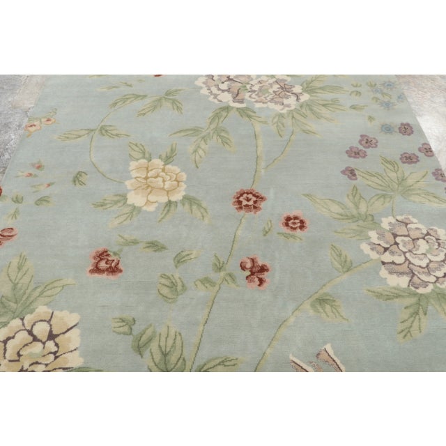 Art Deco Chinese Art Deco Style Floral Vinery Wool Square Rug by Rug & Kilim, India For Sale - Image 3 of 8