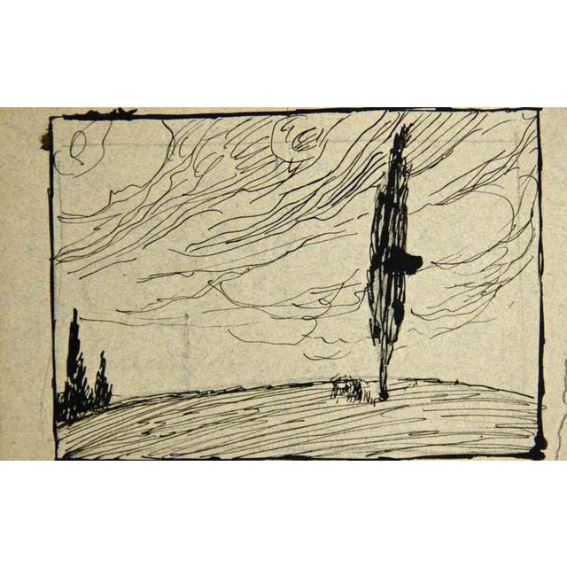 China ink drawing on paper. Not signed. Very good condition. This piece is attributed to the mentioned designer/maker. It...