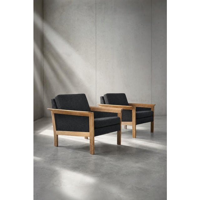 Mid-Century Danish Modern Oak and Felt Lounge Chairs, 1960s, Set of 2 For Sale - Image 10 of 18
