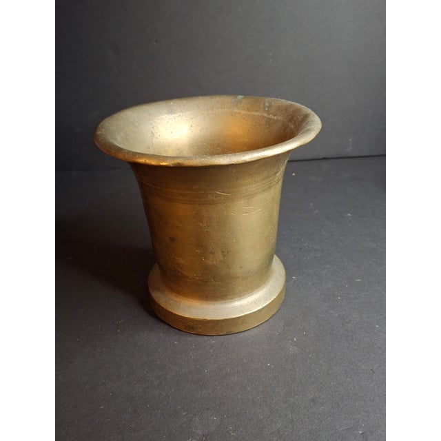 Antique 17th/18th C. Heavy Cast Bell Metal Brass Mortar & Pestle, J. Greenstein Provenance Judaica For Sale - Image 15 of 18