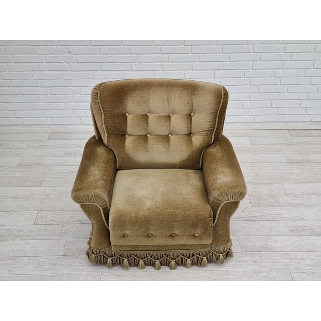 Danish Velour Club Chair, 1970s For Sale - Image 14 of 18