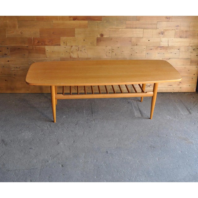 Beech Coffee Table with Magazine Rack, 1970s For Sale - Image 6 of 6