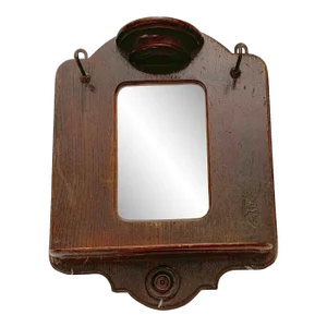 1930’s Antique Wall Shaving Farmhouse Style Wooden Mirror