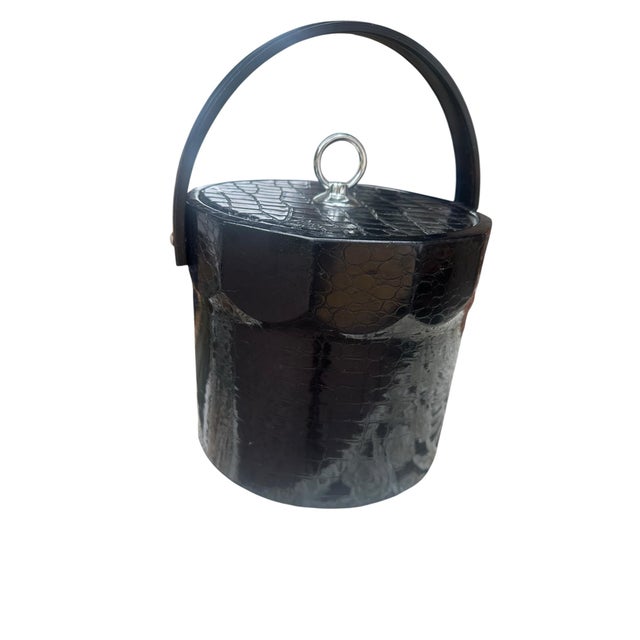 1970s Mid Century Modern Black Vintage Ice Bucket For Sale - Image 11 of 12