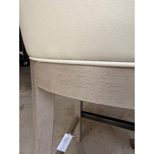 Light Gray Bernhardt Light Gray Leather Counter Stool For Sale - Image 8 of 10