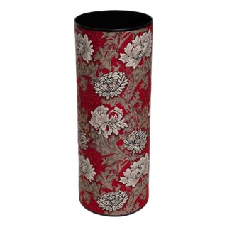 Chrysanthemums Red Tapestry Umbrella Stand For Sale