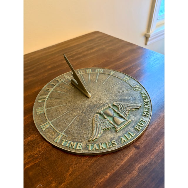Virginia Metalcrafters Vintage English Country Iron Garden Sundial "Time Takes All but Memories" For Sale - Image 4 of 8