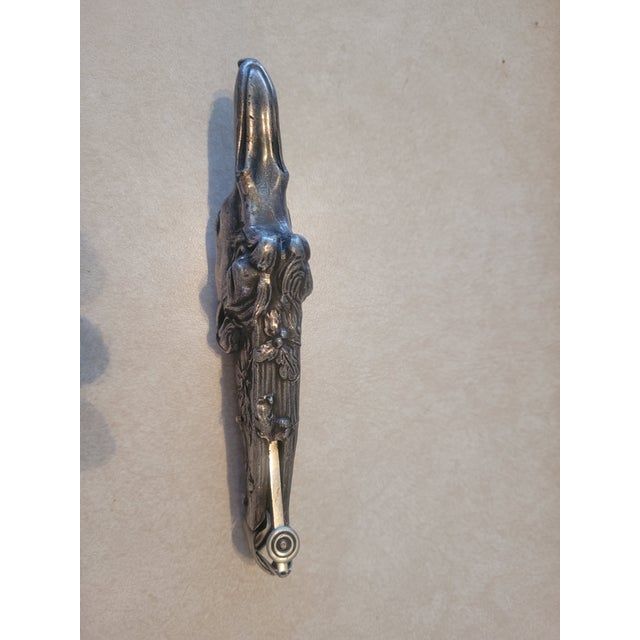 Metal Antique Borzoi Russian Wolfhound Dog Silver Plate Figural Cigar Cutter C 1890 For Sale - Image 7 of 7