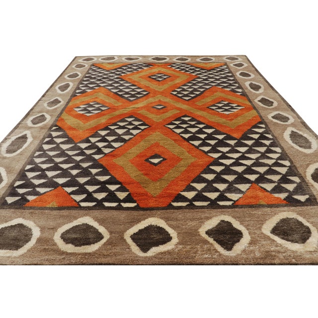2010s Rug and Kilim’s Navajo Style Rug in Orange and Brown With Geometric Patterns For Sale - Image 5 of 8