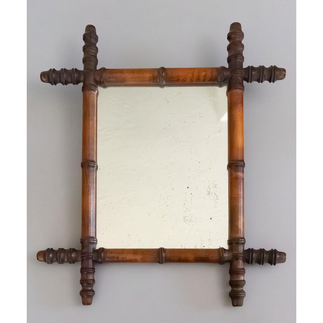 Antique 19th Century French Faux Bamboo Carved Mirror For Sale In Houston - Image 6 of 6
