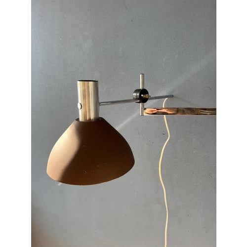 Vintage Swivel Arm Wall Lamp with Brown Shade from Dijkstra For Sale - Image 10 of 13