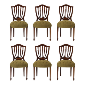 1950's Shell Back Italian Mohogany Dining Chairs Set of 6