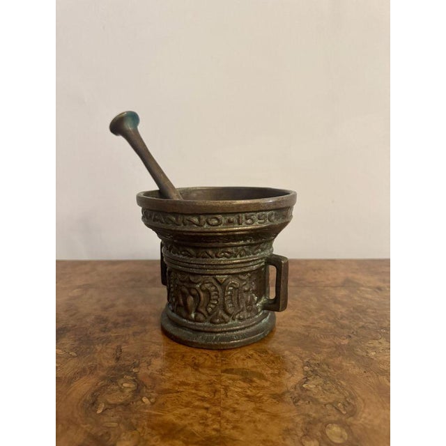 Mid 19th Century Antique Bronze Pestle and Motar, 1860, Set of 2 For Sale - Image 5 of 5