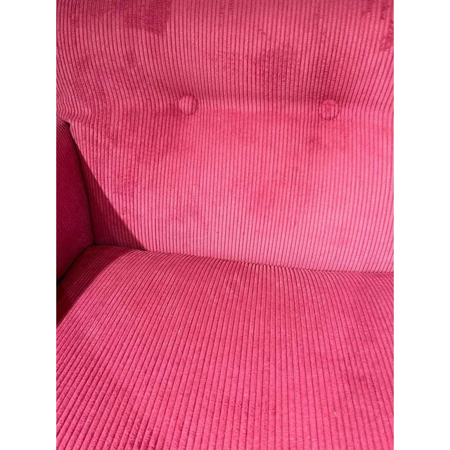 Pink Corduroy Sofa attributed to Piazzesi, 1970s For Sale - Image 4 of 8