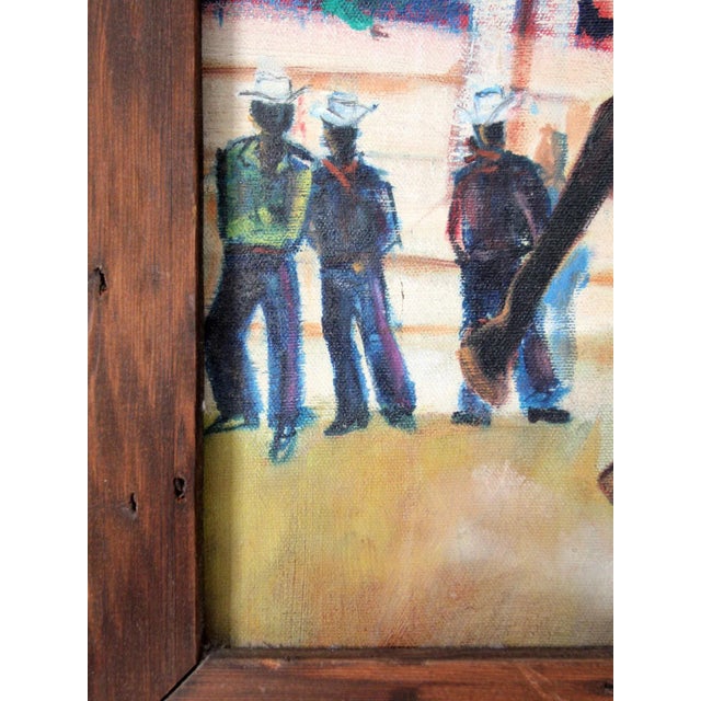 Vintage Rodeo Oil Painting For Sale - Image 6 of 11