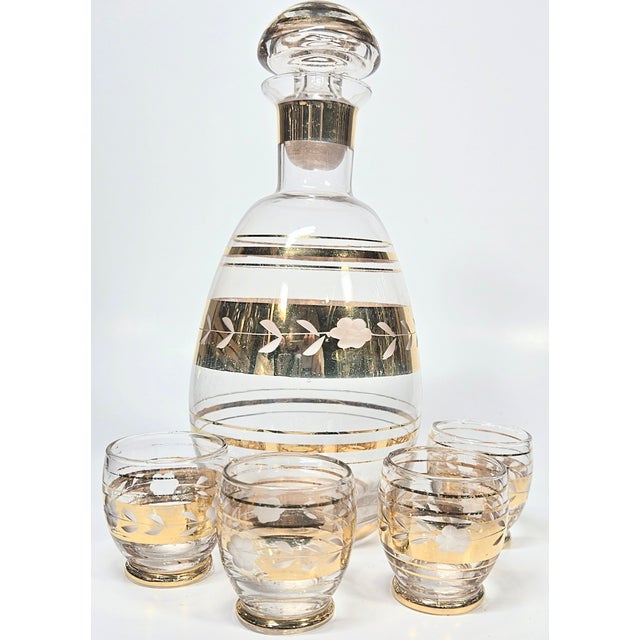Vintage Gold Art Nouveau Decanter Set- Set of Five For Sale - Image 11 of 11