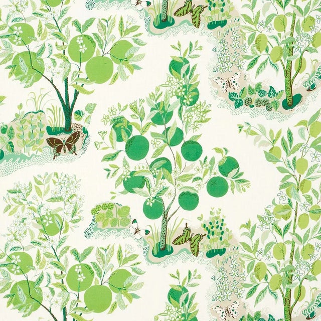 Schumacher Citrus Garden Indoor/Outdoor Fabric in Leaf For Sale