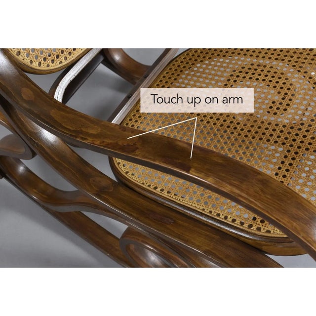 Vintage 1970s Thonet Style Curved Bentwood Rocking Chair With Caning For Sale - Image 9 of 9
