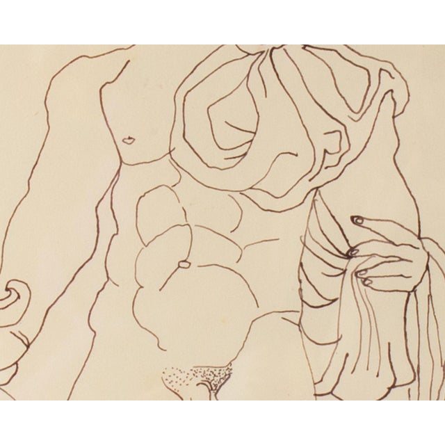 1960s “Julius Caeser” Ink Drawing by Harry Hilson For Sale - Image 4 of 8