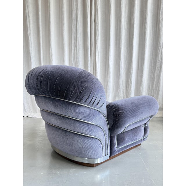 Space Age Velvet and Chrome Chair by Adriano Piazzesi, Italy, 1960s For Sale - Image 6 of 17