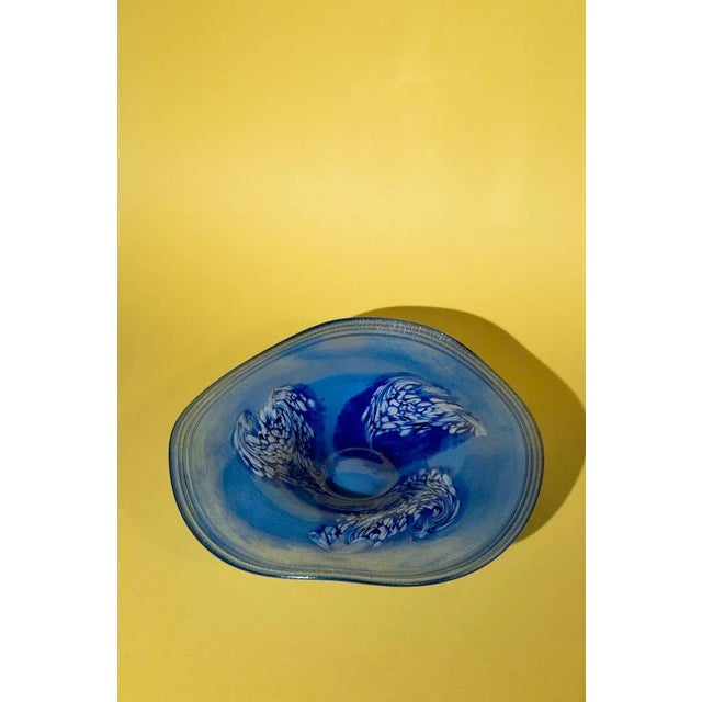 Mid-Century Vintage Blown Glass Wavy Abstract Bowl For Sale - Image 11 of 11