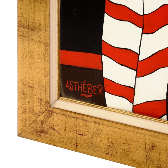 Original Venetian Painting, Gold Frame, by Claire Astheber For Sale - Image 9 of 9