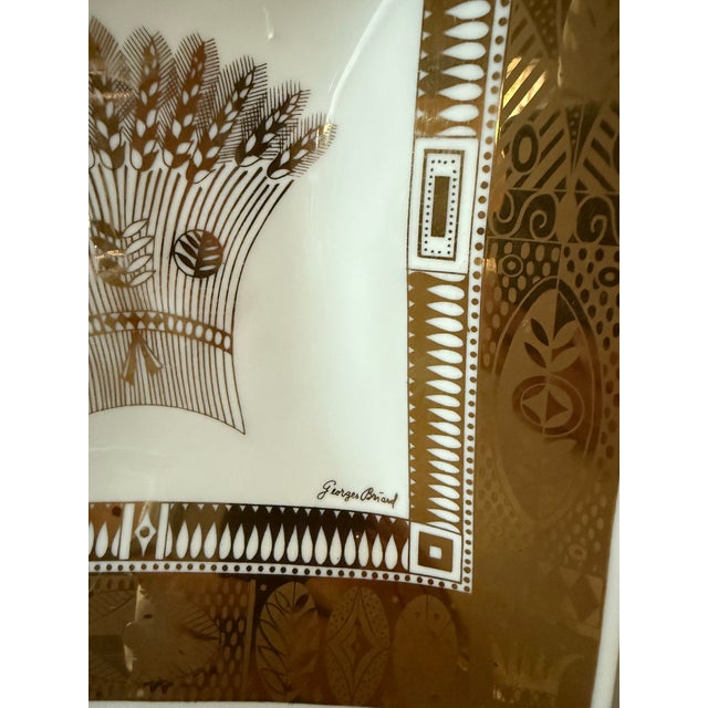 Gold 1960s Art Deco Style Georges Briard Milk Glass Gold Bowl With Harvest Design For Sale - Image 8 of 10