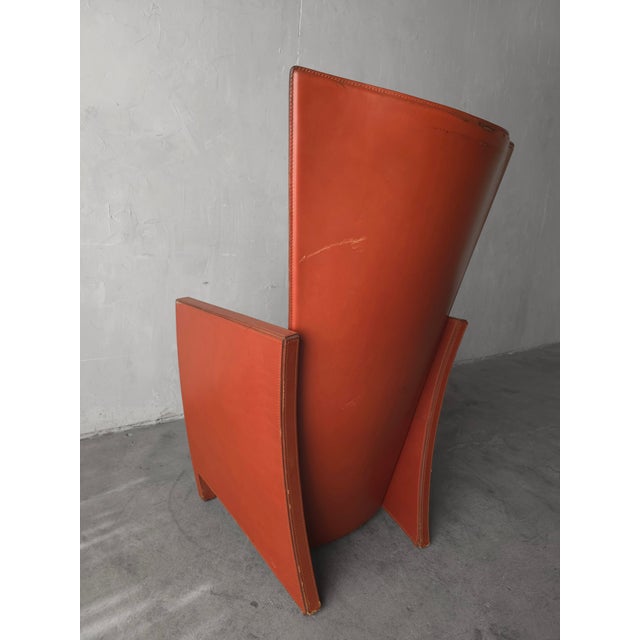 Vintage Italian Sculptural High-Back Leather Armchair For Sale In Las Vegas - Image 6 of 10