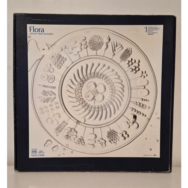 An exceptional vintage Flora crystal serving platter designed in 1966 by celebrated Finnish designer Oiva Toikka for...