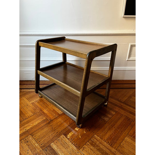 Wood 1970s Mid-Century Danish Modern Walnut Bar Cart For Sale - Image 7 of 8