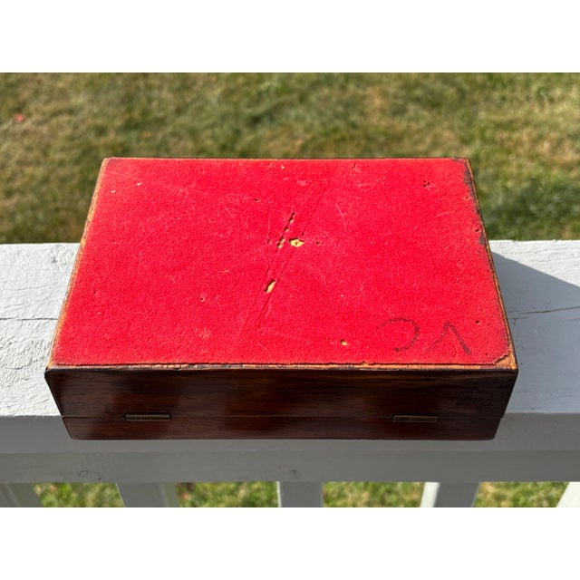 19th C. English Walnut Box With Brass Inlay and Fine Paper Lining For Sale - Image 10 of 10