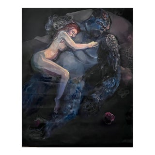 Circus Gorilla Semi Nude Cuddle Scene Unstretched Canvas Joni Wildman Oil Painting For Sale