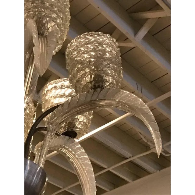 Metal Italian Mid-Century Murano Glass Chandelier by Barovier E Toso For Sale - Image 7 of 9