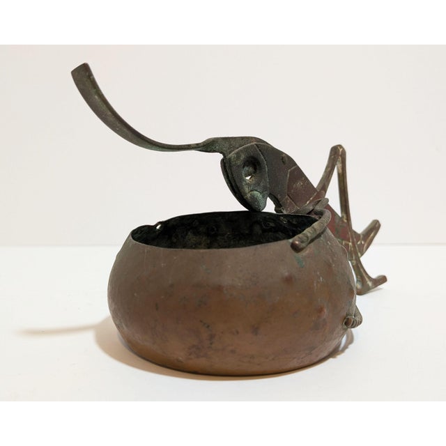 Arts & Crafts Antique Arts & Crafts Copper Figural Grasshopper Cigar Cutter Ashtray 1900-1915 For Sale - Image 3 of 9