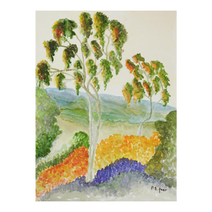 Late 20th Century Colorful Coastal Landscape Watercolor Painting