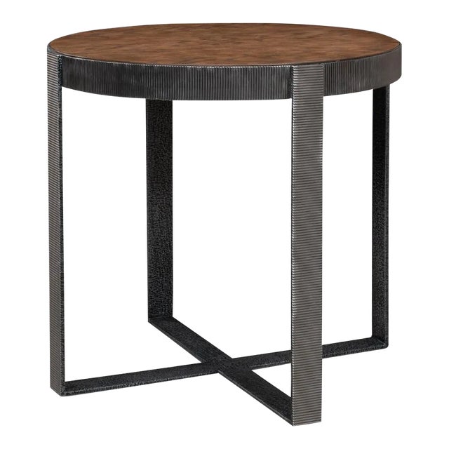 Sarreid Round Veneered Side Table For Sale